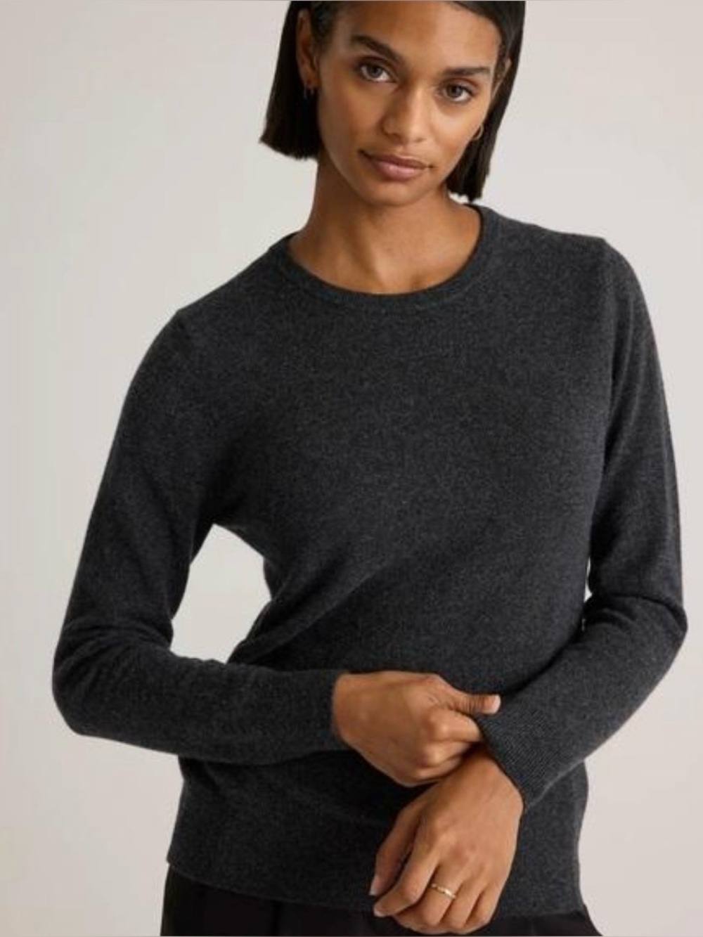 New Quince Womens 100% Mongolian Cashmere Crewneck Sweater Charcoal Gray L NWT